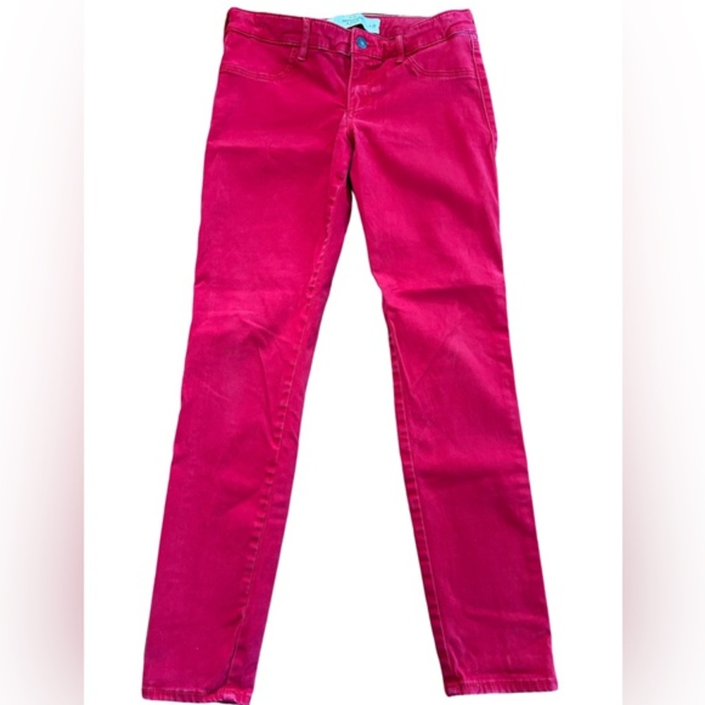 Abercrombie & Fitch Cherry Red Velvet Skinny Pants - Size 6 W28 Mid Rise